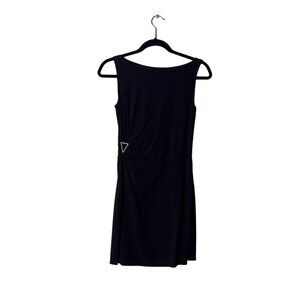 Escada Couture Black Sleeveless Dress With Draped Detail & Rhinestone Accent
